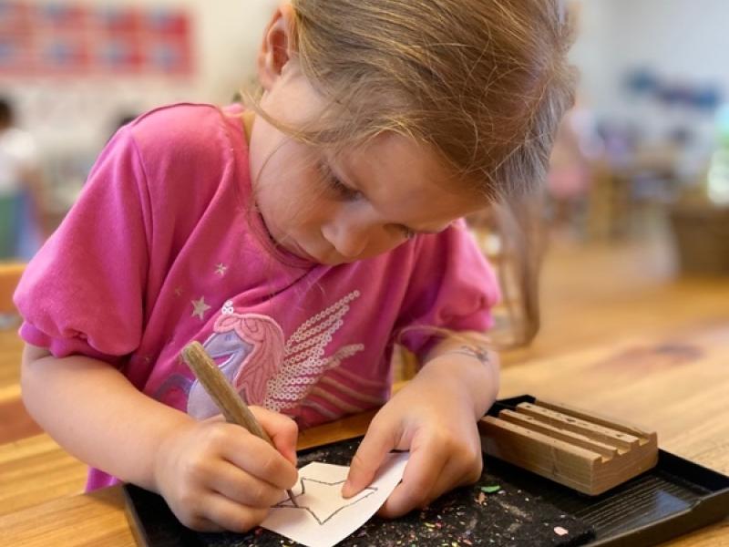 Toddler Having Freedom in a Montessori Classroom in San Diego
