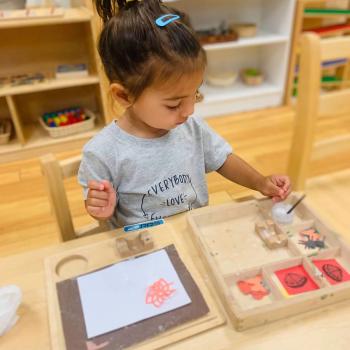 Preschooler working at Lifetime Montessori School 