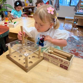 Toddler independently solving puzzles at Lifetime Montessori School 